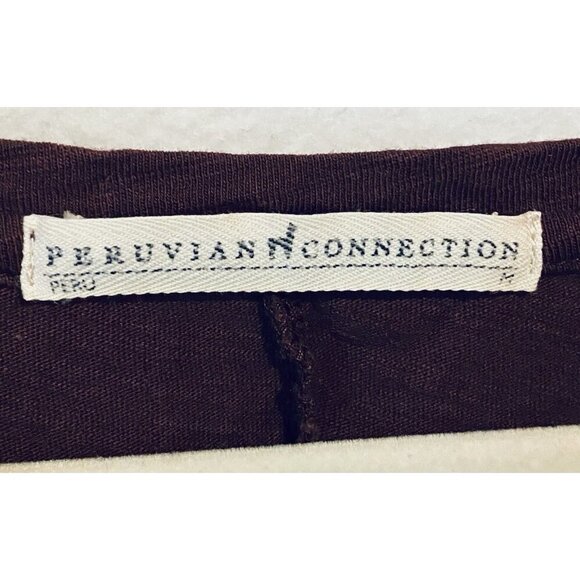 Peruvian Connection Top Womens Medium Maroon Slub Knit Tunic Side Slits Boho - Picture 5 of 7